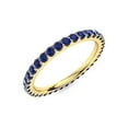 thumbnail image 3 of Blue Sapphire Round 2 mm Full Eternity Delicate Band Ring 925 Sterling Silver Yellow Gold Plated Gemstone Jewelry For Women Gift By KIRAN FINE JEWELS, 3 of 5