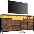 thumbnail image 1 of TV Stand with 10 Fabric Drawers for 65 70 75 Inches TV, 63" W Entertainment Center TV Console Table with LED Lights & Power Outlets & Open Storage Shelves, 1 of 8