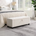 thumbnail image 2 of Ottoman with Storage, Upholstered Bench with Button Tufting and Safety Hinge, Solid Wood Frame for Bedroom Living Room Entryway, Beige, 2 of 9