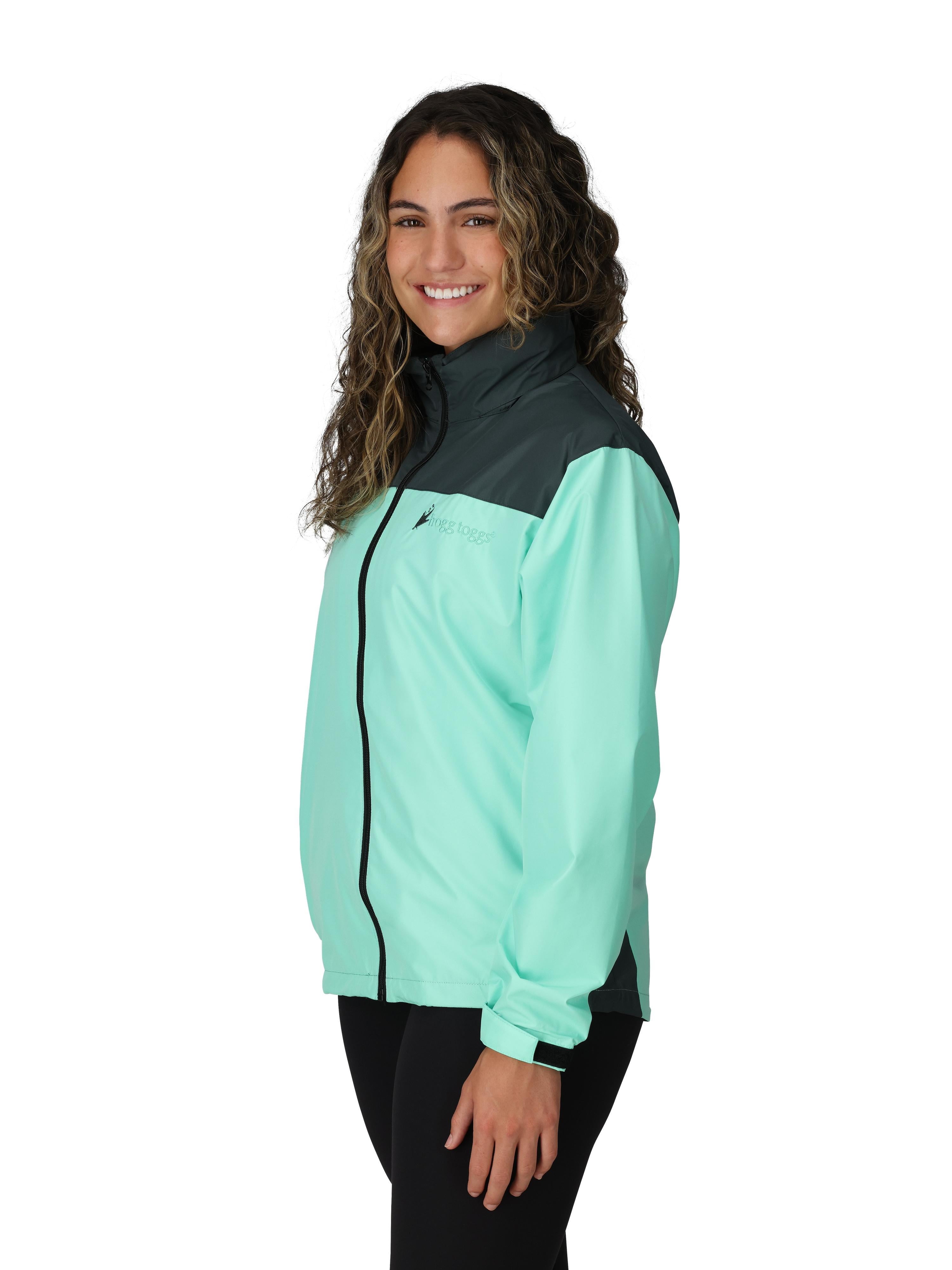 Frogg Toggs River Toadz Rain Jacket with Set-In Sleeves, Waterproof Rain Gear for Women, Seafoam/Gray, Size S/M