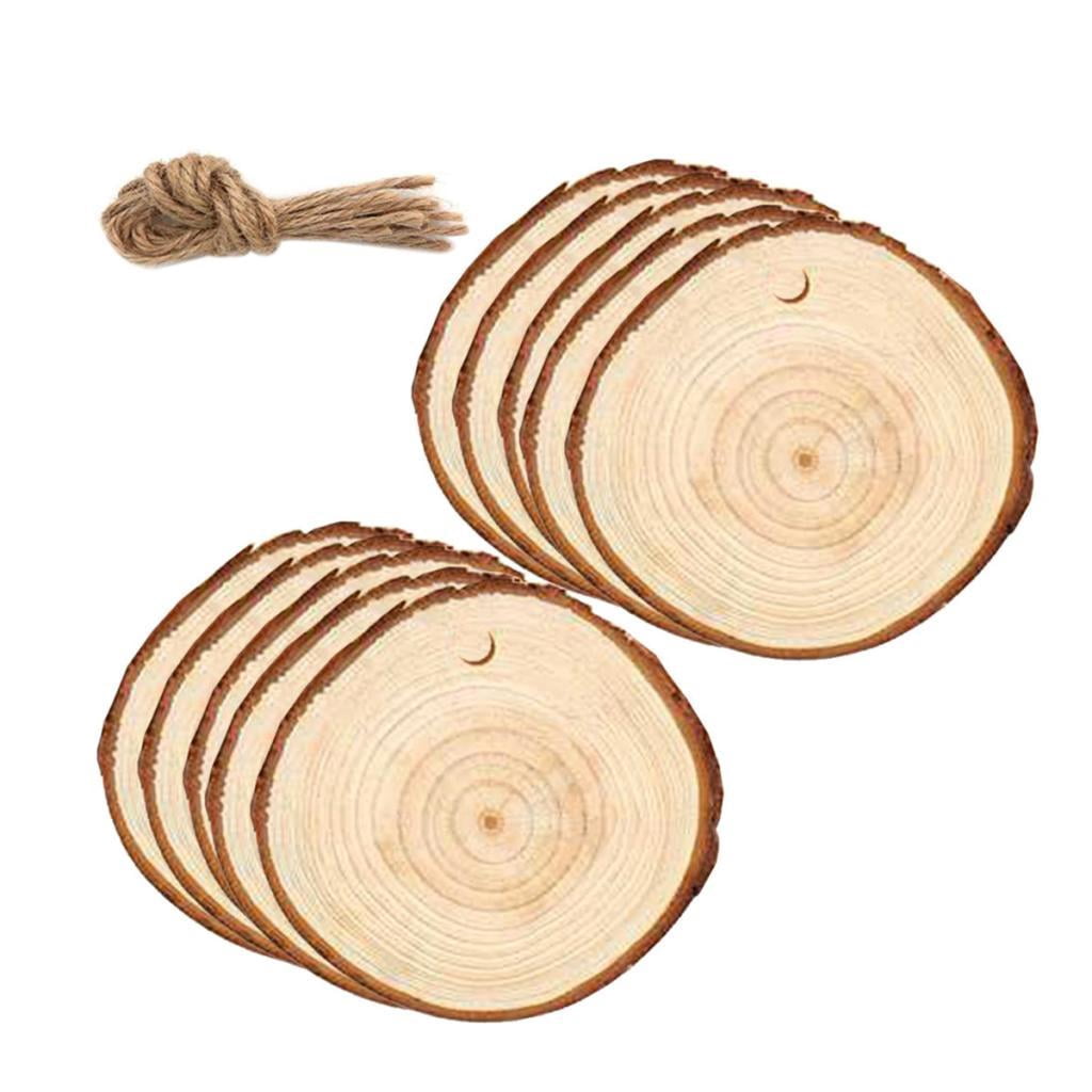 20 Tranches De Bois Naturel Avec Ficelle - Disques Ronds Vierges Pour Décorations De Noël DIY, Artisanat - 9