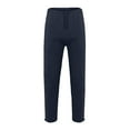 thumbnail image 2 of Mens Casual Work Pants Fashion Rope Loosening Waist Pocket Trousers Loose Sports Trousers Solid Sweatpants for Men, 2 of 3