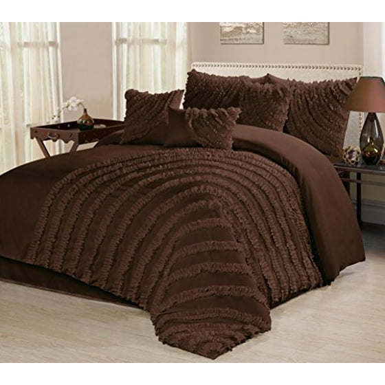 7 Piece Hillary Bed in a Bag Ruffled Clearance bedding Comforter Set Fade Resistant, Wrinkle ...
