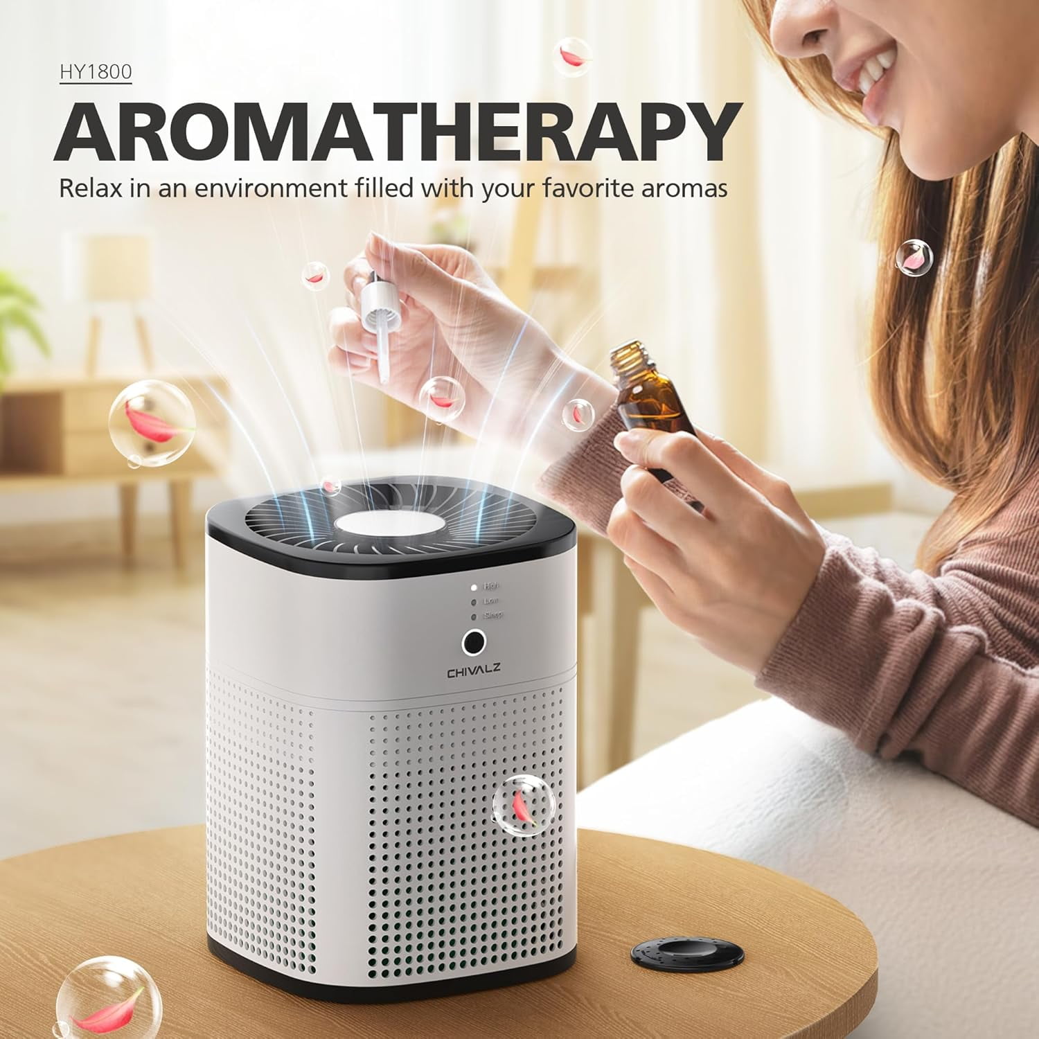 CHIVALZ 2 Pack Air Purifiers for Home Bedroom, Quiet Air Cleaner with 24dB Sleep Mode, True HEPA Filter for Pet, White & Black