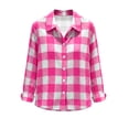 thumbnail image 3 of Luivaraty Flannel Plaid Shirts for Women Button Down Lapel Tops Fashion Casual Long Sleeve Dressy Shirts，S-2XL, 3 of 7