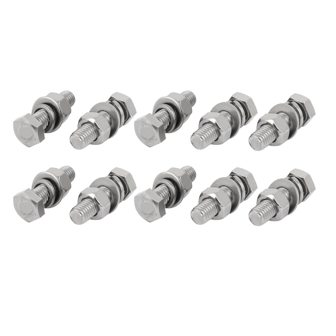 10 Sets M10 x 40mm Stainless Steel Hex Bolts with Nuts and Washers Heavy Duty 