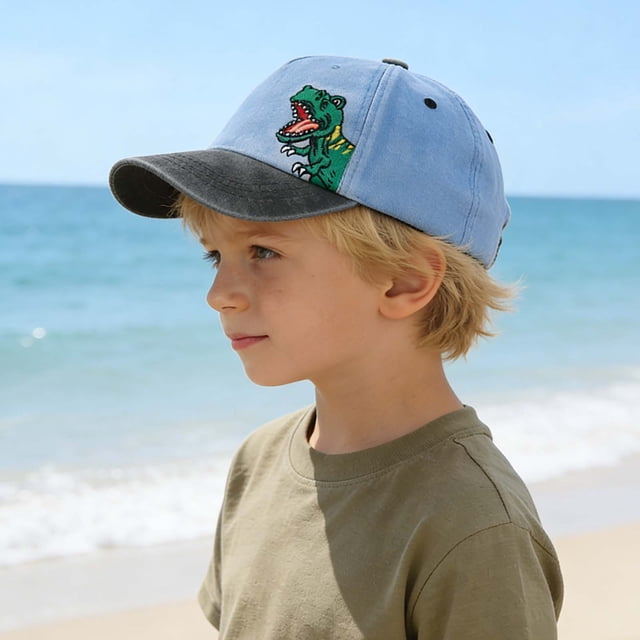 Kids Washed Baseball Cap Comfortable and Lightweight Blue Baseball Cap Soft Birthday Boy Hat 2-8 Years