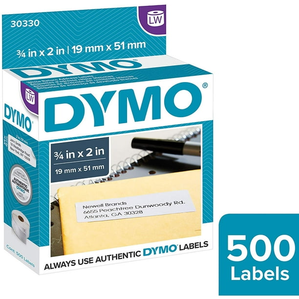 DYMO LabelWriter Return Address Labels, 3/4 x 2, White, 500 Labels/Roll