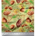 thumbnail image 1 of Soimoi Yellow polyester Georgette Fabric Apricot, & Oaknut Fruits Print Sewing Fabric BTY 52 Inch Wide, 1 of 3