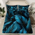 thumbnail image 2 of Manfei Tropical Botanical Leaf Full Size Sheets,Minimalsit Aesthetic Bed Sheets,Teal Gold Sheet Sets For Children,Microfiber Bedroom Decor,4 Pieces, 2 of 7