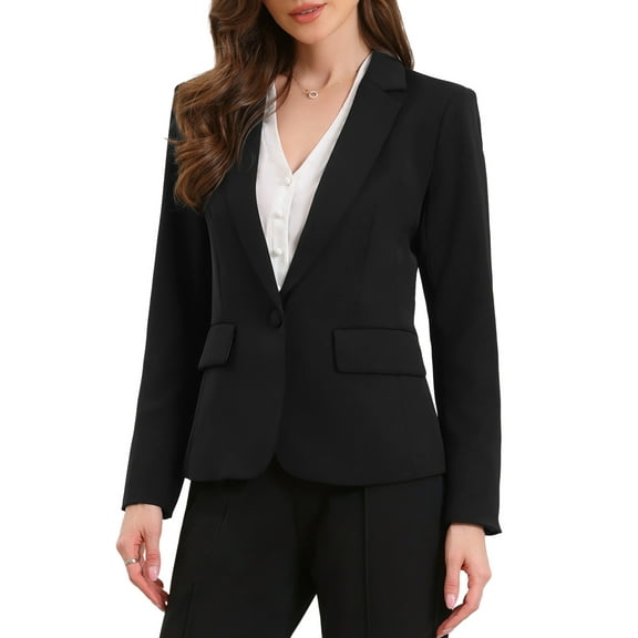 DARING DIVA Women's Casual Long Sleeve One Button Pockets Suit Jacket XS Black