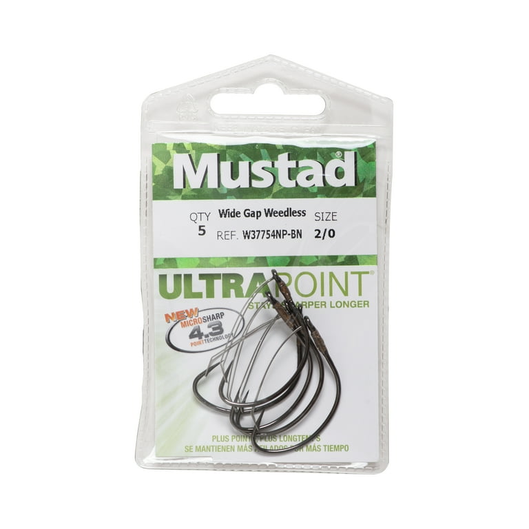 Mustad Wide Gap Weedless Hook - Black Nickel 2/0