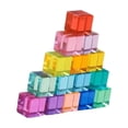 thumbnail image 4 of Juego de bloques de construcción arcoíris apilables, juguete sensorial, suave, colorido y transparente. 15 piezas, 4 of 9