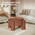 thumbnail image 5 of Storage Ottoman with Removable Top, 24" Round Coffee Table Ottoman & Upholstered Footrest, Faux Leather Ottoman for Small Spaces, Living Room, Apartment - Brown, 5 of 15