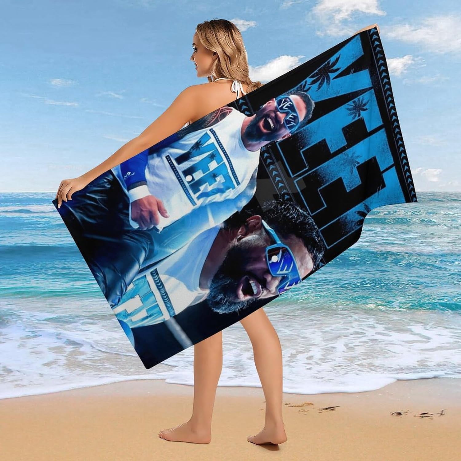 Jey USO Wrestling Merch Beach Towel Microfiber Bath Towels Oversized Towels Quick Dry Pool Beach Essentials 61.4 X 30.3 Inch