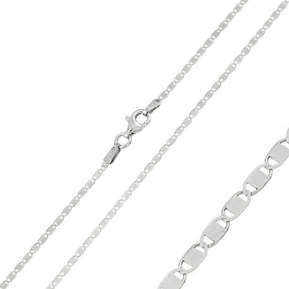 Sterling Silver 925 Rhodium Plated Oval Flat Confetti 025 Chain 1.6mm Italy 16" Jewelry Female