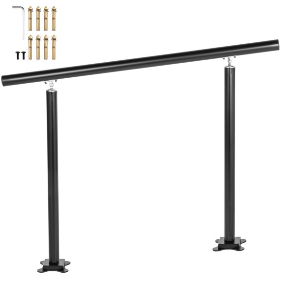 VEVOR Handrail Outdoor Stairs, 34 inch Outdoor Handrail, Outdoor Stair Railing Adjustable from 0 to 60 Degrees Handrail for Stairs Outdoor Black Aluminum Stair Railing for Garden, Office Area