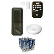 MiLocks MIEQ-AQSNHB MiEQ Smart HUB, Dead Bolt Lock and Door Sensor Combo Kit (Antique Brass Finish) & Fuji Batteries 3300BP20 EnviroMax AA Extra Heavy-Duty Batteries (20 pk)