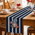thumbnail image 5 of Patriotic Gnomes Table Runner 70 Inches, Independence 250 Memorial Navy Striped Bed Runner Dresser Scarves Tabletop for Indoor Outdoor Parties/Ceremony/Banquet, 13" x 70", 5 of 9
