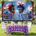 thumbnail image 5 of Colorful Design Mardi Gras Banner Masquerade Theme Carnival Display Feather Decoration Firework Pattern Festival Background for Carnival Party Mardi Gras Celebration Masquerade Ball, 5 of 8