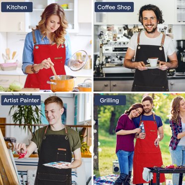 Unisex Denim Bib Apron – Barista, Painting, Kitchen, Cooking, Restaurant Worker