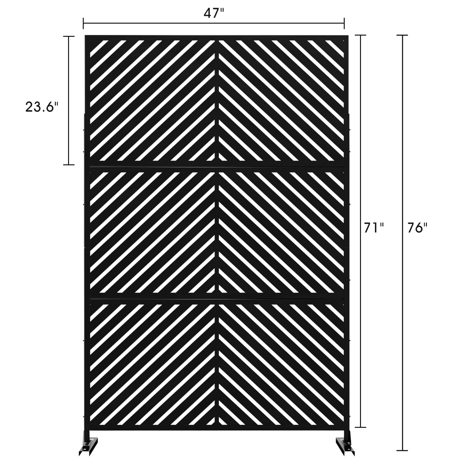 MAYEERTY 72x47in Black Galvanized Steel Panel Screen 6 Adjustable Panels