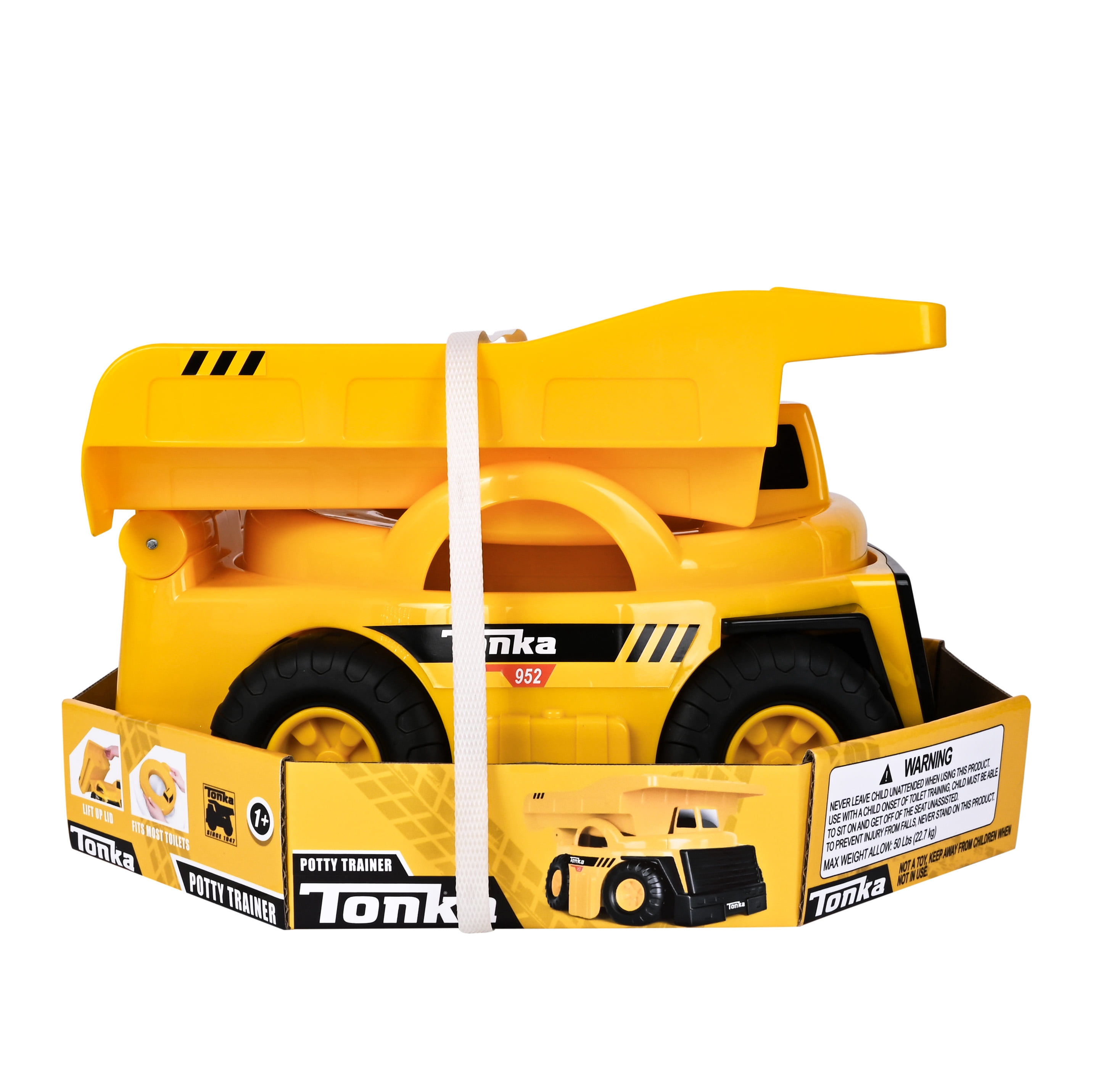 Tonka Dump Truck Potty Trainer for Toddlers, 2-in-1 Potty Chair and Potty Ring with Splash Guard, Built-In Handles, Easy Clean Removable Pot