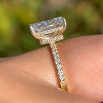 solitaire jewels 2.5CT Radiant Moissanite Hidden Halo Engagement Ring For Women, 18K Yellow Gold