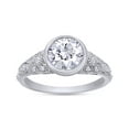 thumbnail image 2 of 1 Carat Center 6.5MM Round Cut Lab Created Moissanite Diamond Bezel Set Vintage Style Engagement Ring for Women In 14K White Gold Over Sterling Silver (VVS1 Clarity, 1.00 Cttw)-4, 2 of 6