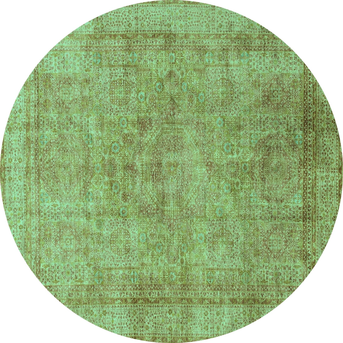 Ahgly Company Indoor Round Abstract Turquoise Blue Modern Area Rugs, 6 ...