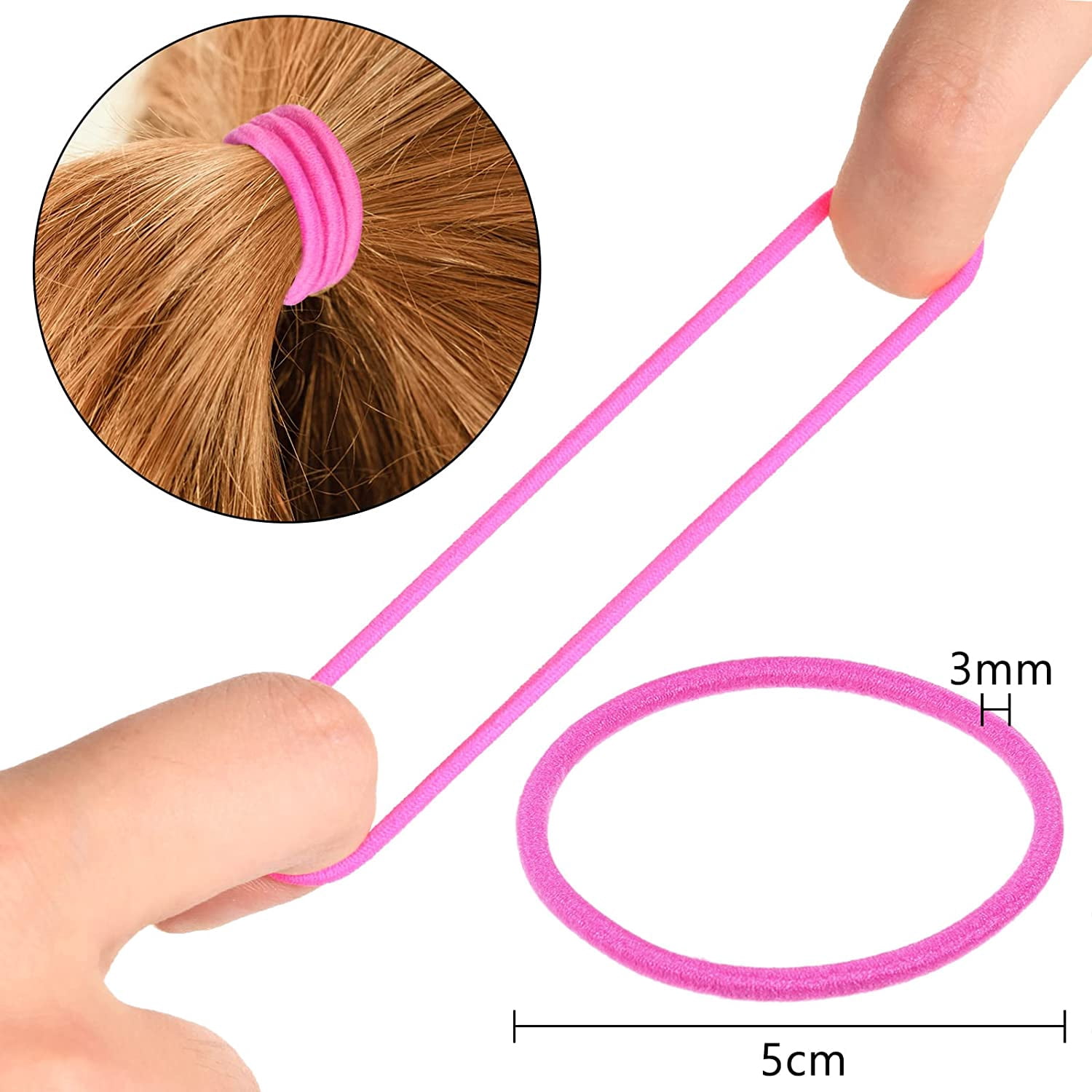 500 Pieces Bright Thin Elastics Hair Ties, Ponytail Holders, Multicolor Pain-free Elastic Bands Accessories for Women Men Kids for Thin Hair(3 mm x 5 cm)