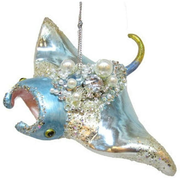 December Diamonds 79-81603 Jeweled Pastel Manta Ray Glass Ornament