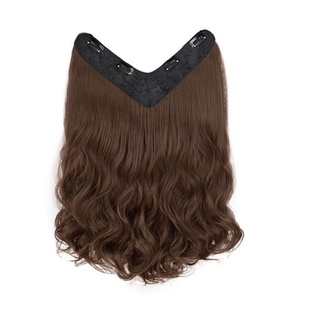 1 Pce Perruque Longue Bouclée pour Femmes Cheveux Ondulés à la Mode Perruque en V Température Élevée Pièce Invisible