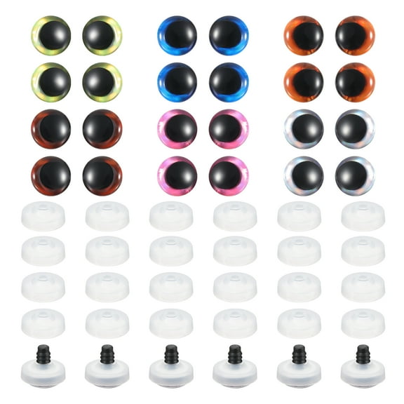 Uxcell 20mm Glitter Moon Safety Eyes, 48 Pcs Colorful Crocheting Safety Eyes, 6 Colors