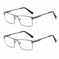 GJX 2 Pairs of Mens Classic Rectangle Reading Glasses  5.0, Metal Gunmetal Spring Hinges Classic HD Rimmed High Power Readers 5.0