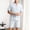 Blue, variant on Tranfacy Men Summer Pajamas Set Solid Collared Short Sleeve Top and Elastic Waist Shorts with Side Pockets 2 Piece Relaxed Indoor Loungewear