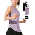thumbnail image 3 of Hanerdun Womens Workout Yoga Tank Tops Running Athletic Open Back Shirts Activewear 2PCS Black/Purple S, 3 of 8