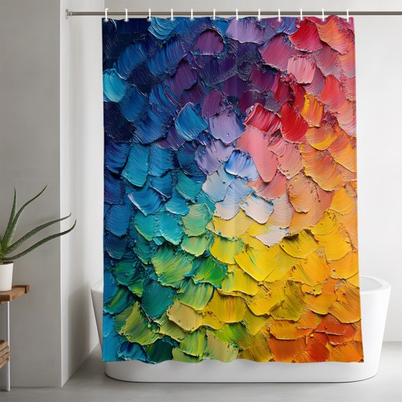 Shower Curtains for Bathroom-36"x72",Colorful Palette Art Waterproof Bath Curtain Grommet Shower Curtain Set with Hooks,