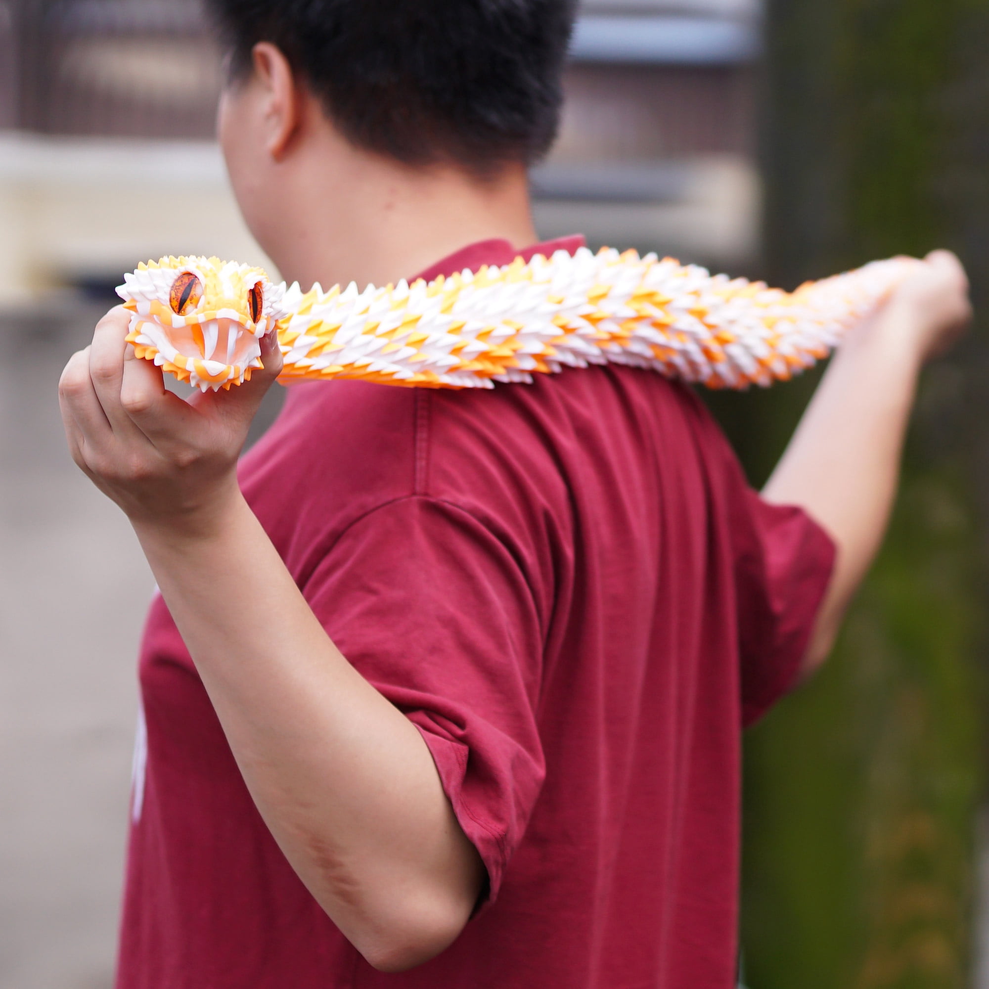47.5inch 3D Printed snake,Flexible Joint Animal lacertid Figurines,Realistic Eyes, Home Office Decor,Fidget Toy for Adults Teens Boy Festival Gifts