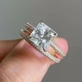 thumbnail image 2 of KANISHKAGEMS&JEWELS 2 Carat Princess Cut Moissanite Bridal Ring Set Round Cut Half Eternity Matching Band Two Tone Ring Four Prongs Hidden Halo Wedding Ring, 2 of 5