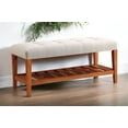 thumbnail image 6 of Xukmct Padded Seat Bench with Bottom Shelf, Upholstered Fabric Bench for Living Room, Bedroom, Light Gray, 6 of 8