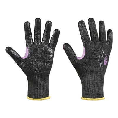 

CoreShield A9/F Coated Cut Resistant Gloves 9/XL HPPE/Kevlar/Alloy Smooth Nitrile 10 ga Black | Bundle of 2 Pairs
