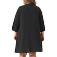 thumbnail image 3 of Cárdigans de mujer plus size Agnes Orinda con mangas de murciélago 3/4 de poliéster, cárdigan casual 4X negro, 3 of 6