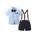 thumbnail image 2 of CARETOO Boys Suit Toddler Dress Clothes Top Tie Suspenders Shorts 12M-5T Cotton Fabric Outfits, 2 of 9