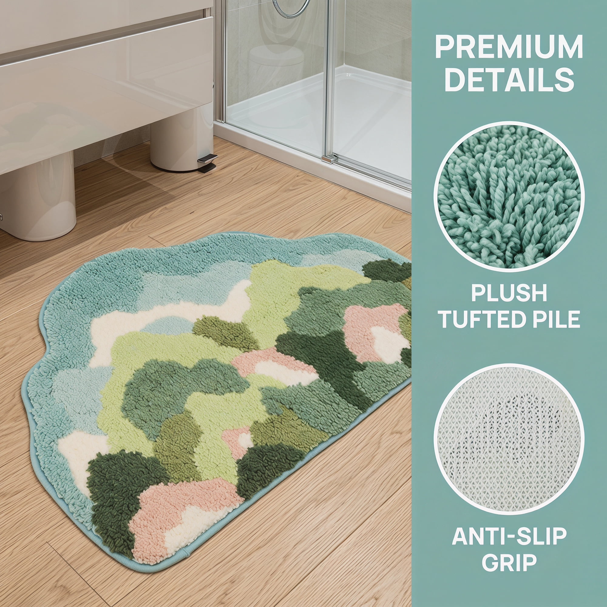 Unique Bargains Printed Rug Ultra Soft Absorbent Plush Bath Mat Green Moutain 30" x 18"