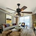 thumbnail image 2 of 52" LED Ceiling Fan with Light 5 Reversible Wood Brown Blades + Remote Control Without Bulb, 2 of 12