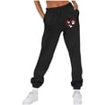 thumbnail image 2 of Qgtaibl Women's Baggy Sweatpants Cute Heart Dog Paw Graphic High Waist Sweat Pants Casual Lounge Athletic Joggers with Pockets Black XXL, 2 of 4