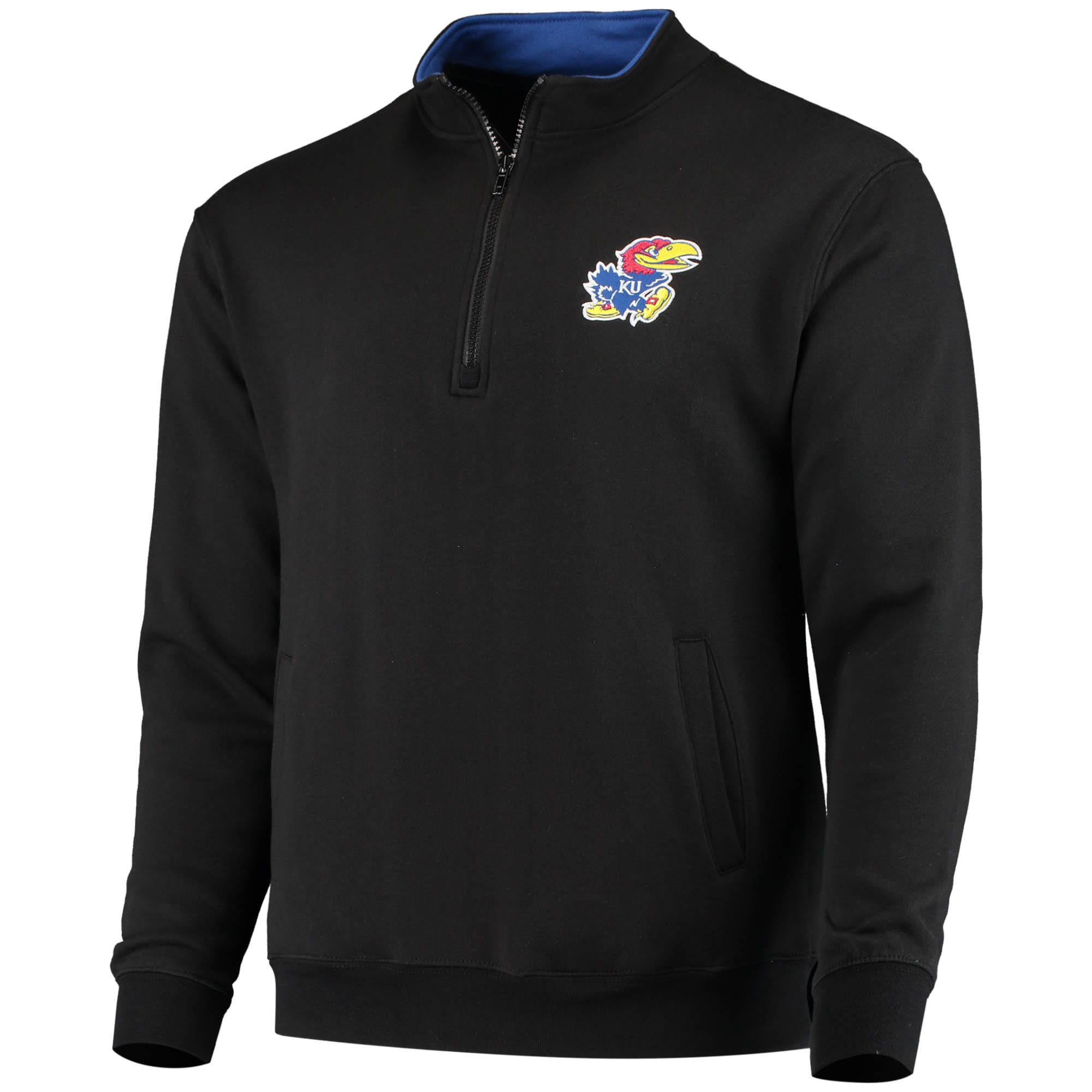Men S Colosseum Black Kansas Jayhawks Tortugas Logo Quarter Zip Jacket Walmart Com