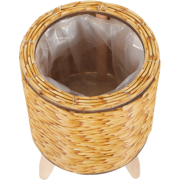 Home Woven Rattan Plant Basket Wooden Woven Plant Pot Rack Wooden Rattan Plant Stand