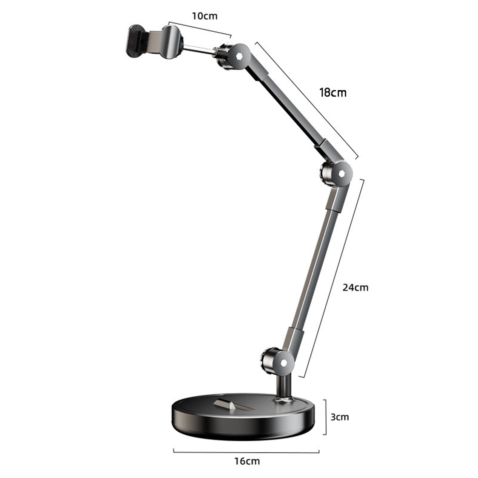 Overhead Shooting Phone Stand with Metal Base, Adjustable Desktop Live Streaming Holder for Video Recording Vlogging, Compatible with Phones & Tablets,B